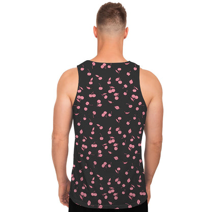 Pink Cherry Pattern Print Men's Tank Top