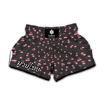 Pink Cherry Pattern Print Muay Thai Boxing Shorts