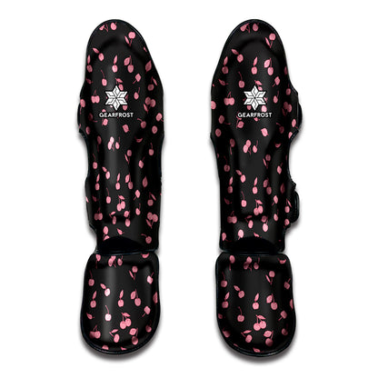 Pink Cherry Pattern Print Muay Thai Shin Guard
