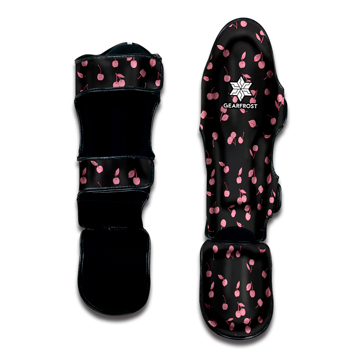 Pink Cherry Pattern Print Muay Thai Shin Guard