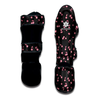 Pink Cherry Pattern Print Muay Thai Shin Guard