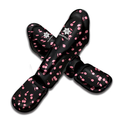 Pink Cherry Pattern Print Muay Thai Shin Guard