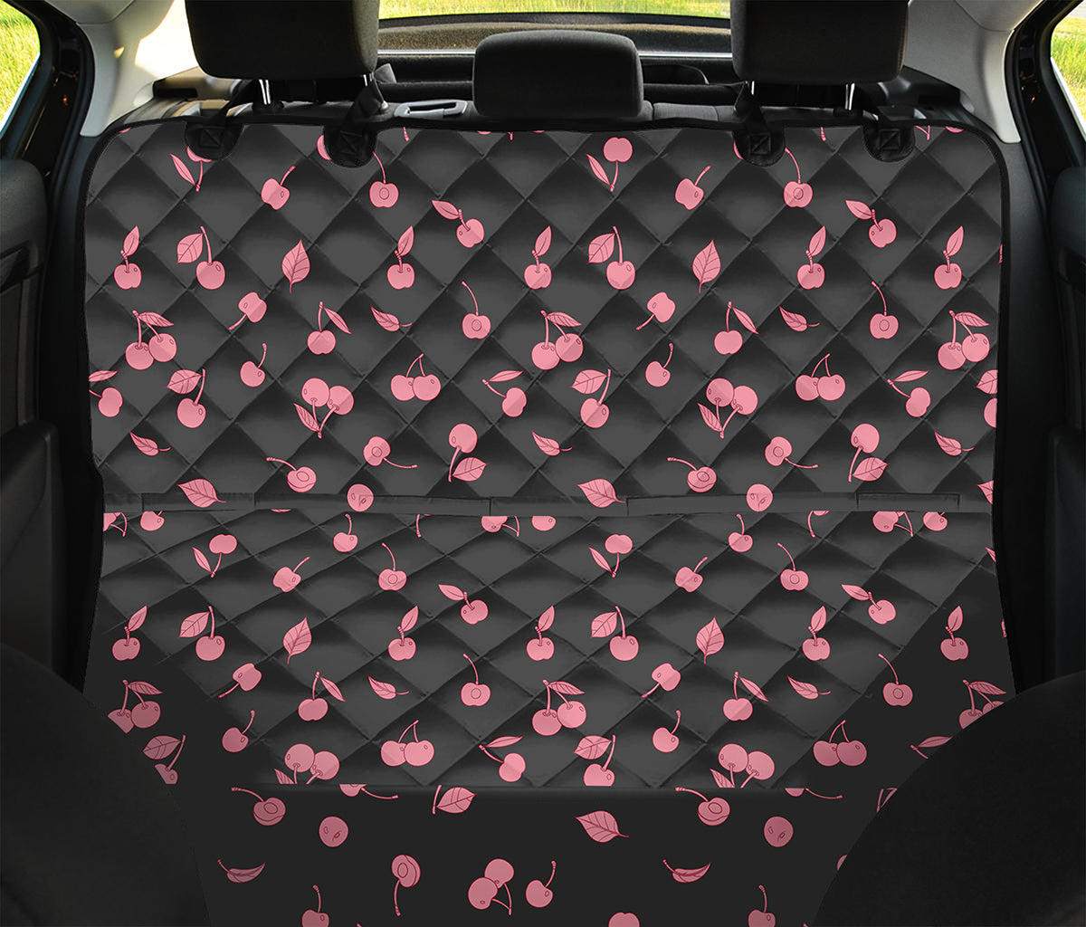 Pink Cherry Pattern Print Pet Car Back Seat Cover