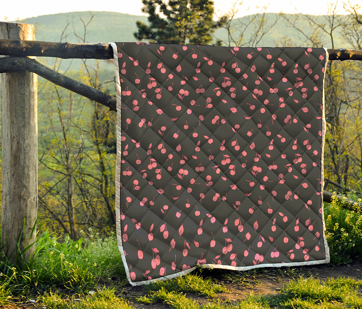 Pink Cherry Pattern Print Quilt