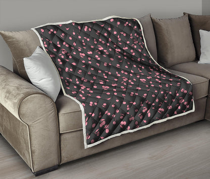 Pink Cherry Pattern Print Quilt