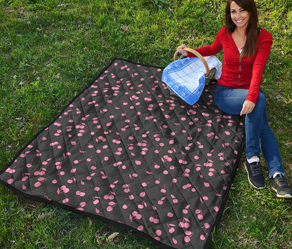 Pink Cherry Pattern Print Quilt