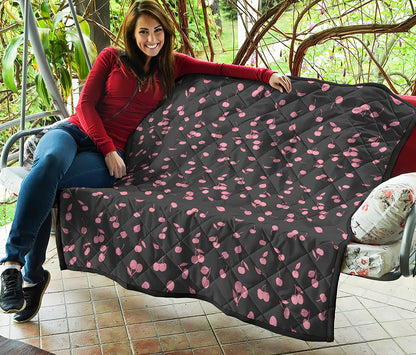 Pink Cherry Pattern Print Quilt