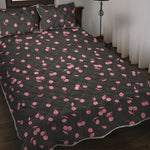 Pink Cherry Pattern Print Quilt Bed Set