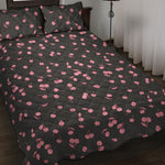 Pink Cherry Pattern Print Quilt Bed Set