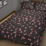 Pink Cherry Pattern Print Quilt Bed Set