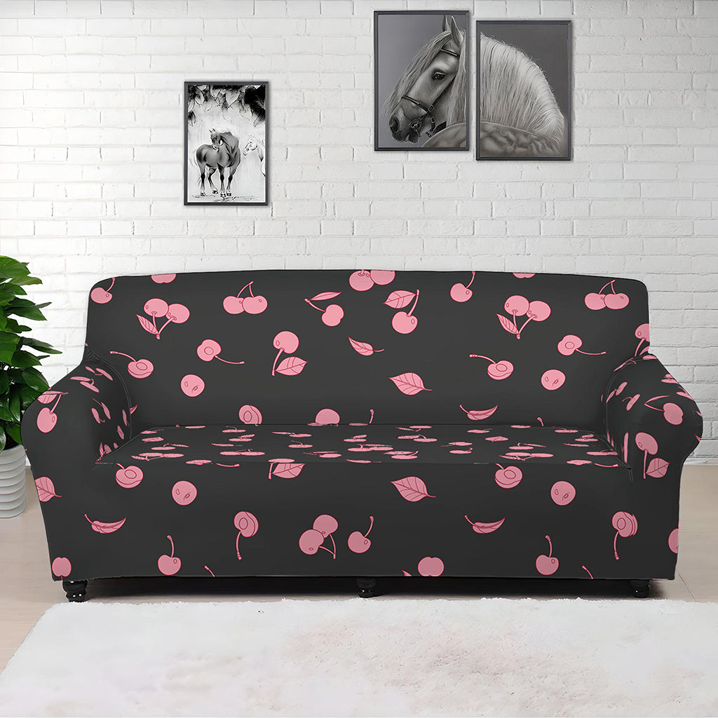 Pink Cherry Pattern Print Sofa Cover