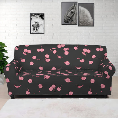 Pink Cherry Pattern Print Sofa Cover