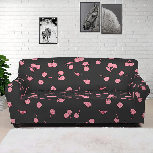 Pink Cherry Pattern Print Sofa Cover