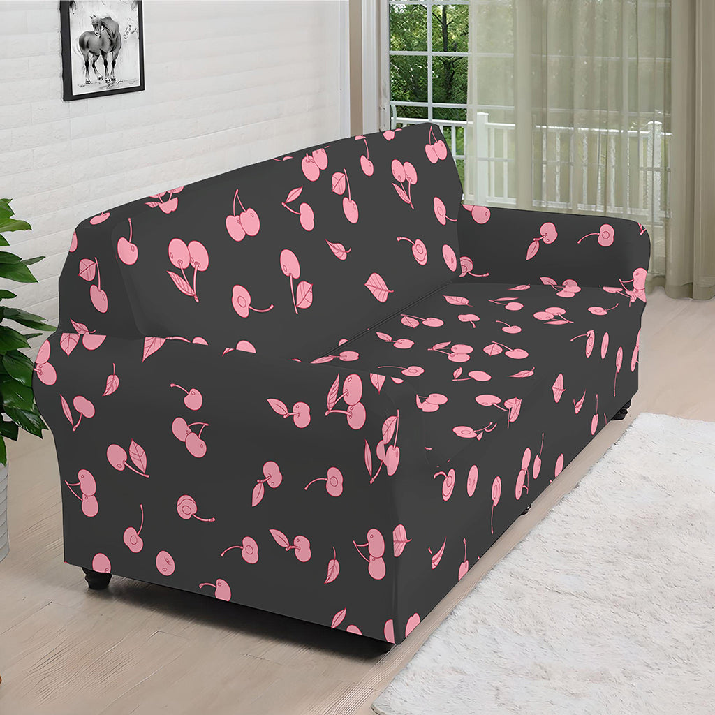 Pink Cherry Pattern Print Sofa Cover