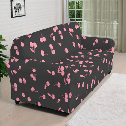 Pink Cherry Pattern Print Sofa Cover