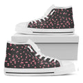 Pink Cherry Pattern Print White High Top Sneakers