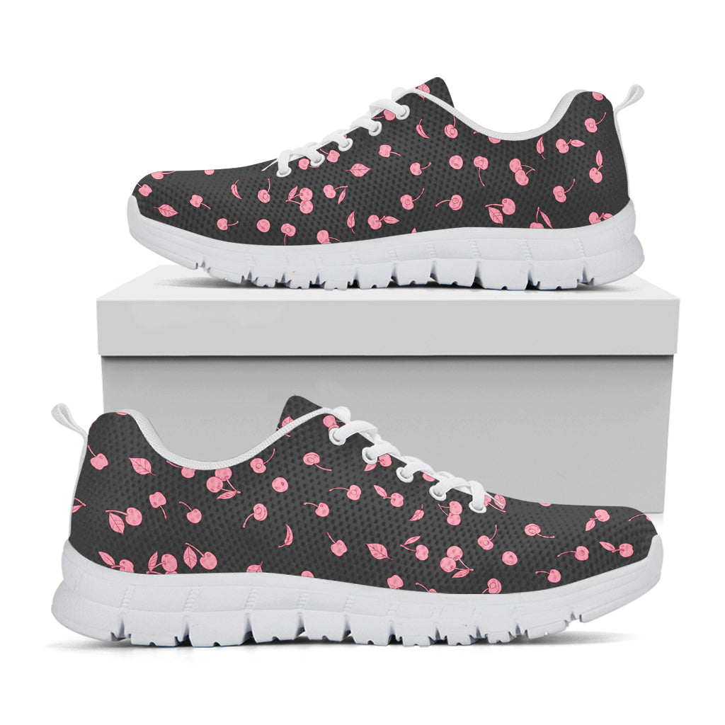 Pink Cherry Pattern Print White Sneakers