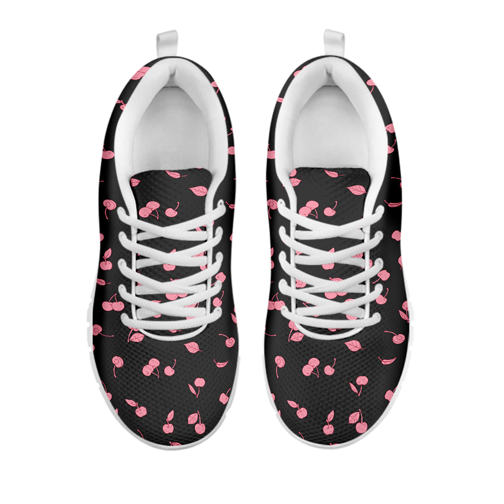 Pink Cherry Pattern Print White Sneakers