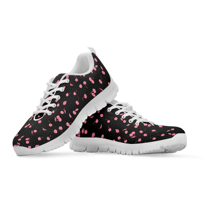Pink Cherry Pattern Print White Sneakers
