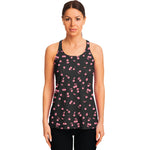 Pink Cherry Pattern Print Women's Racerback Tank Top