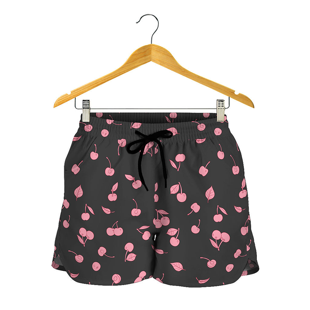 Pink Cherry Pattern Print Women's Shorts