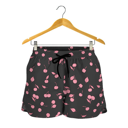 Pink Cherry Pattern Print Women's Shorts