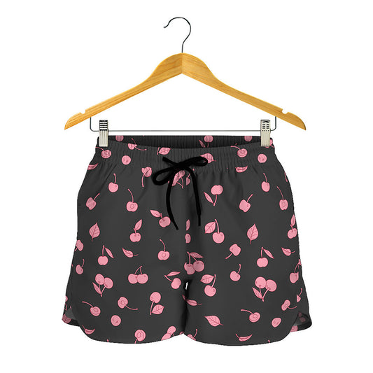 Pink Cherry Pattern Print Women's Shorts