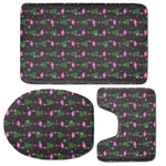 Pink Christmas Flamingo Pattern Print 3 Piece Bath Mat Set