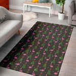 Pink Christmas Flamingo Pattern Print Area Rug