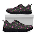 Pink Christmas Flamingo Pattern Print Black Running Shoes