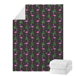 Pink Christmas Flamingo Pattern Print Blanket