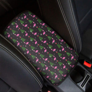 Pink Christmas Flamingo Pattern Print Car Center Console Cover