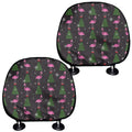 Pink Christmas Flamingo Pattern Print Car Headrest Covers