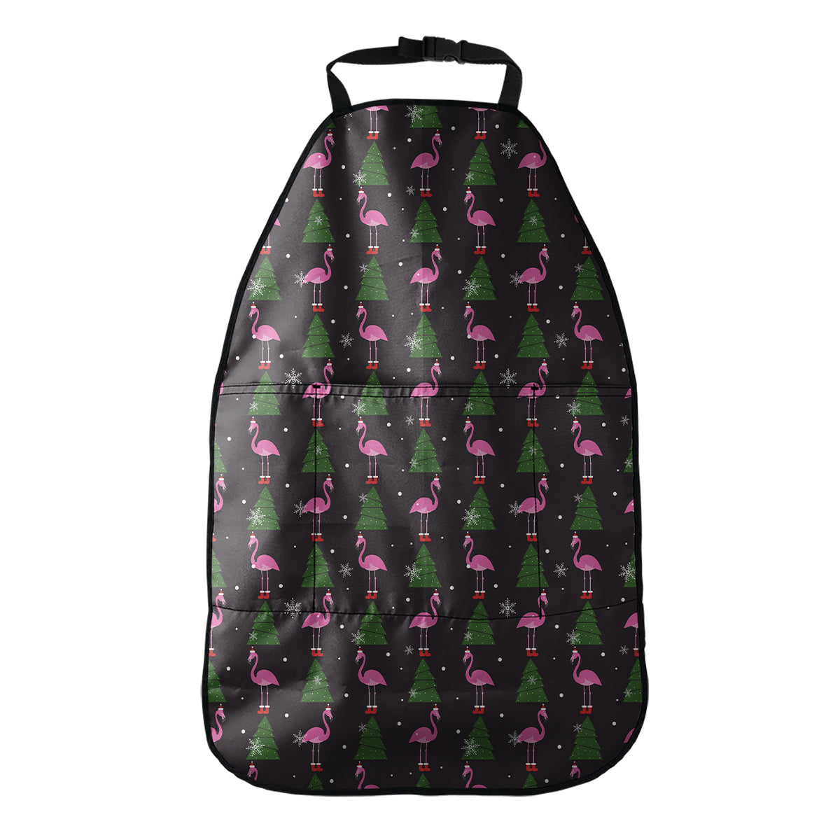 Pink Christmas Flamingo Pattern Print Car Seat Organizers