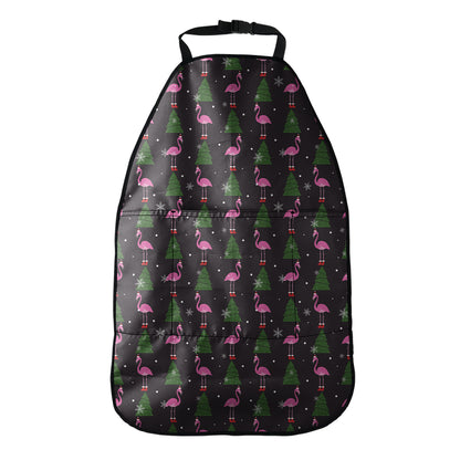 Pink Christmas Flamingo Pattern Print Car Seat Organizers