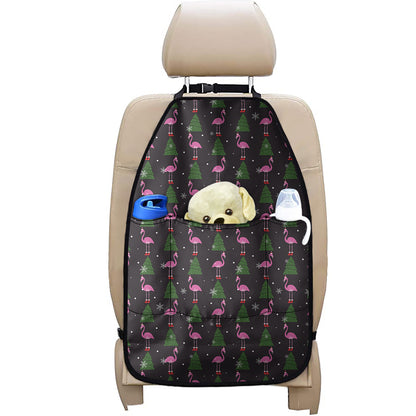 Pink Christmas Flamingo Pattern Print Car Seat Organizers
