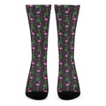 Pink Christmas Flamingo Pattern Print Crew Socks