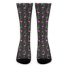 Pink Christmas Flamingo Pattern Print Crew Socks