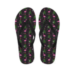 Pink Christmas Flamingo Pattern Print Flip Flops