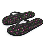 Pink Christmas Flamingo Pattern Print Flip Flops
