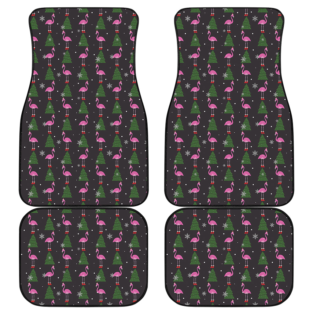 Pink Christmas Flamingo Pattern Print Front and Back Car Floor Mats