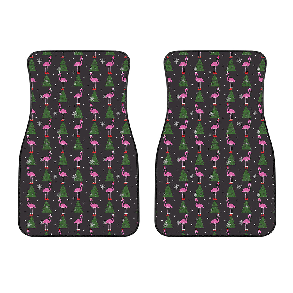 Pink Christmas Flamingo Pattern Print Front Car Floor Mats