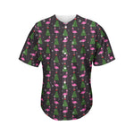 Pink Christmas Flamingo Pattern Print Men's Baseball Jersey