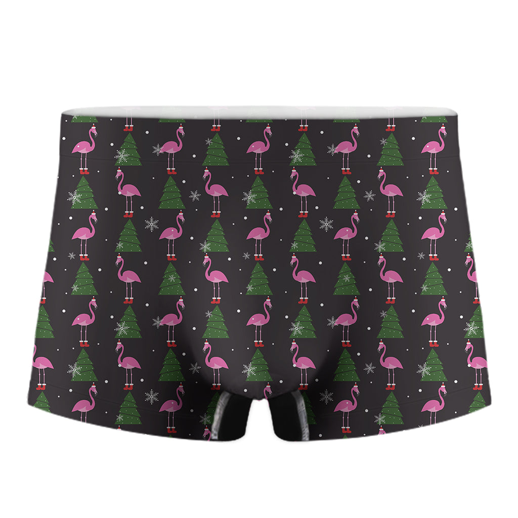 Pink Christmas Flamingo Pattern Print Men's Boxer Briefs