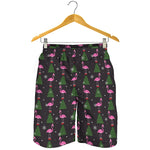Pink Christmas Flamingo Pattern Print Men's Shorts