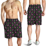 Pink Christmas Flamingo Pattern Print Men's Shorts
