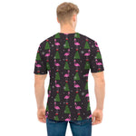 Pink Christmas Flamingo Pattern Print Men's T-Shirt