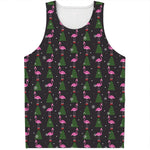 Pink Christmas Flamingo Pattern Print Men's Tank Top