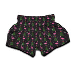 Pink Christmas Flamingo Pattern Print Muay Thai Boxing Shorts