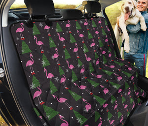 Pink Christmas Flamingo Pattern Print Pet Car Back Seat Cover